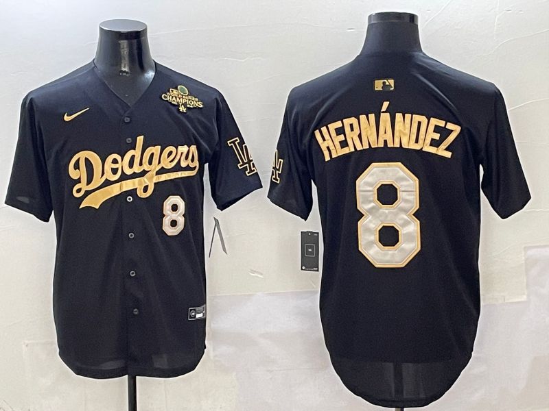 Men Los Angeles Dodgers #8 Hernandez Black Gold Game Nike 2025 MLB Jersey style 8->los angeles dodgers->MLB Jersey